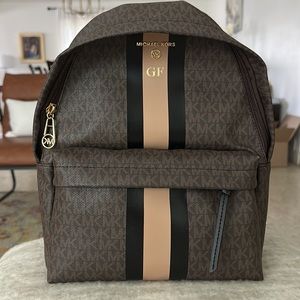 NWT MICHAEL KORS Slater Medium Logo Stripe Backpack